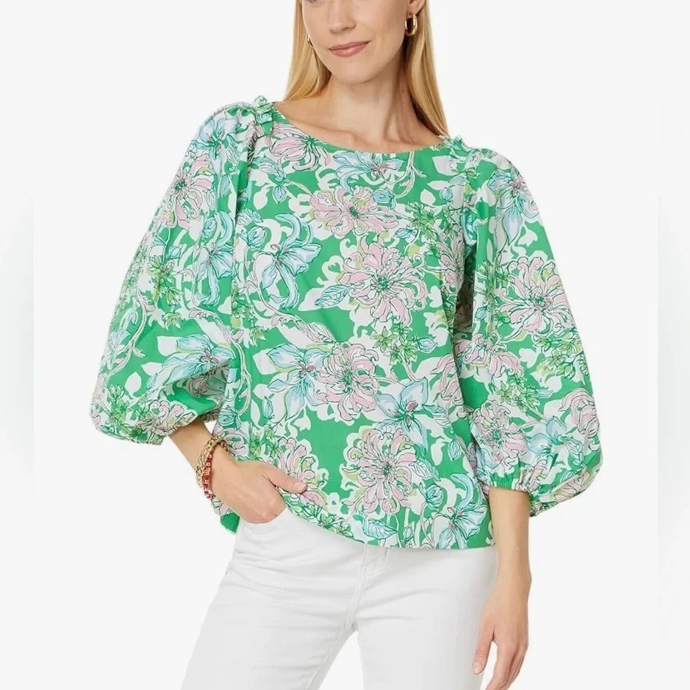 Lilly Pulitzer Barbara Top | Spearmint Blossom Views | NWT Size 00